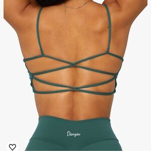 Danysu Cross back Open Back Seaweed/Army/Moss/Sage Green Sports Bra Size L